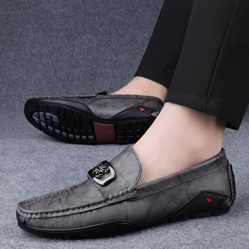 Men's Shoes 2025 Summer New Men's Waterproof Simple One-pedal Casual Leather Shoes Soft-soled Lazy Driving Doudou Shoes