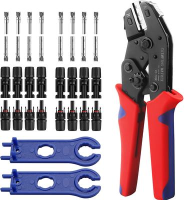 Solar Crimping Tool Set for 2.5 4.0 6.0 Mm² Solar Panel PV Cable, Ratcheting Crimper for 8Pairs Male Female Insulated Terminal