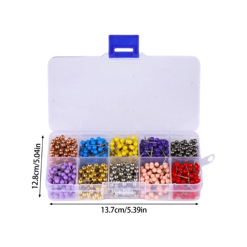 1800/510Pcs Ball-shape Push Pin Map Pins Cork Board Tacks Multicolored Quilting Positioning Pin for Sewing Dressmaking