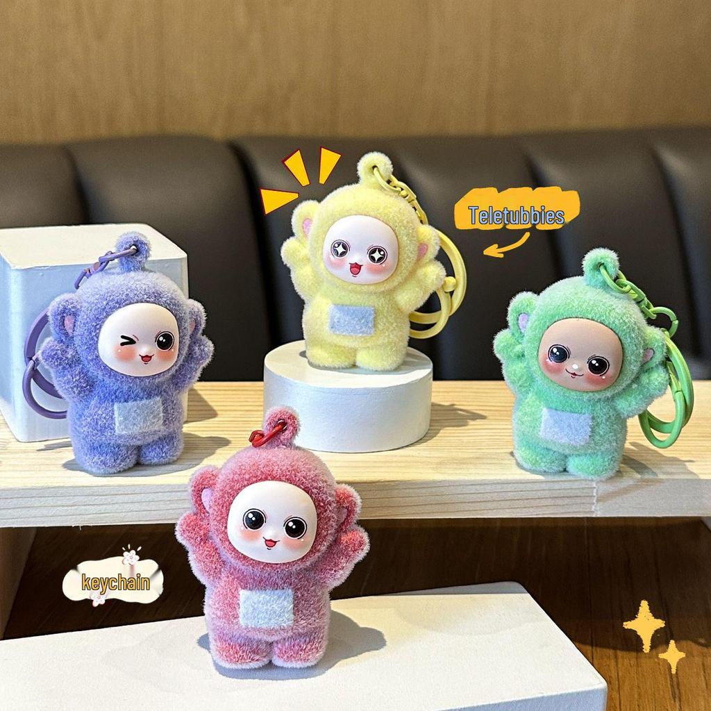 Flocking Baby Cartoon Antenna Keychain DIY Pendant Gift with Book Packaging