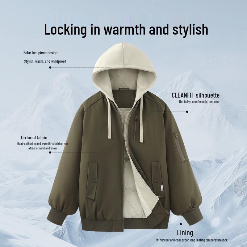 Fingercroxx Men's Casual Hooded Padded Jacket