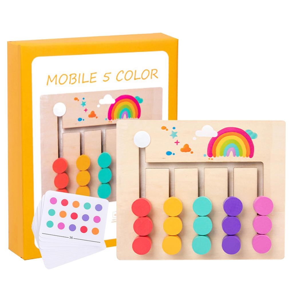 AAGWW 5 Colors Slide Wooden Kill Slide Puzzle Wooden Building Educational Color Logical Thinking Brain Present Puzzle, Puzzle, Time, Puzzle, Game,