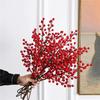Red Holly Berry Faux Flower Fortune Bucket for New Year Home Decor