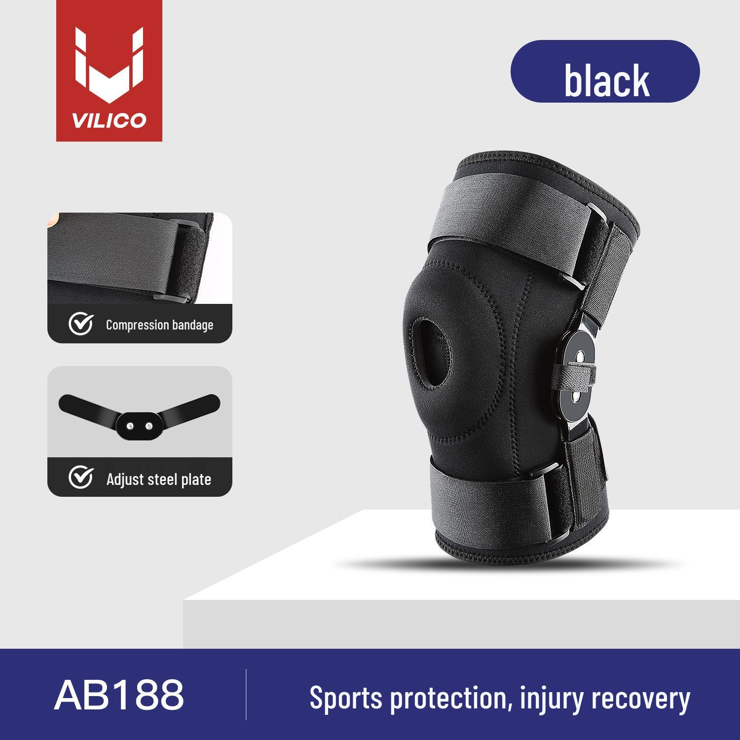

Non-Slip Patella Compression Knee Brace with Steel Plate Support for Sports and Fitness Black M Single