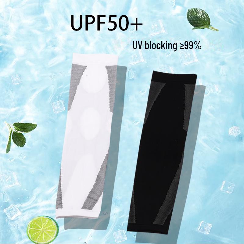 Unisex Pruhované Rukávy na Ruce z Ledového Hedvábí - Prodyšné, Vysoce Elastické Ochrana před Sluncem pro Řízení a Cyklistiku