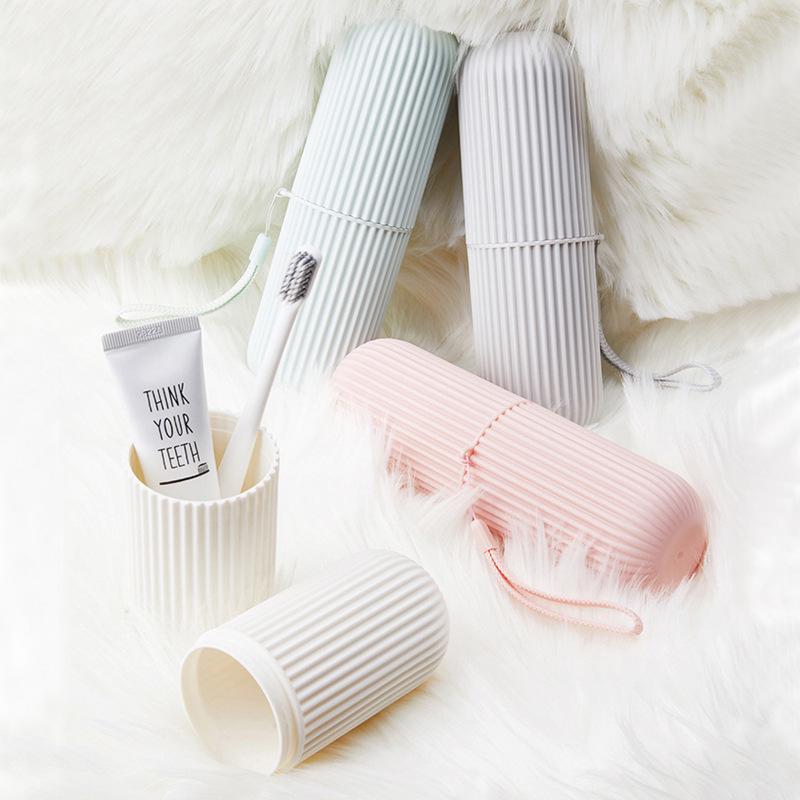 Portable Travel Kit: Wash Cup, Mouthwash Cup, Toothbrush Holder, Toothpaste Storage Box White Set