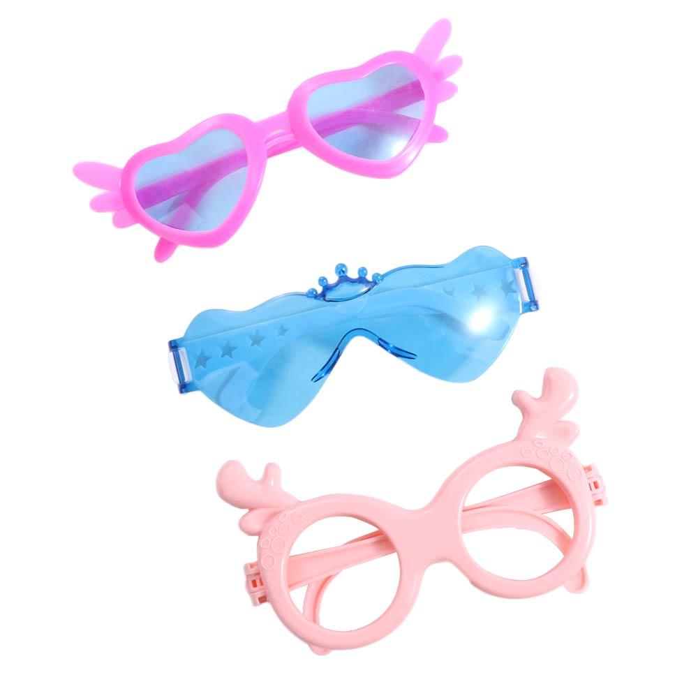 2pcs/set Round Frame Retro Cool Doll Glasses Doll Sunglass Mini Plastic Glasses for Doll  Kids Toy