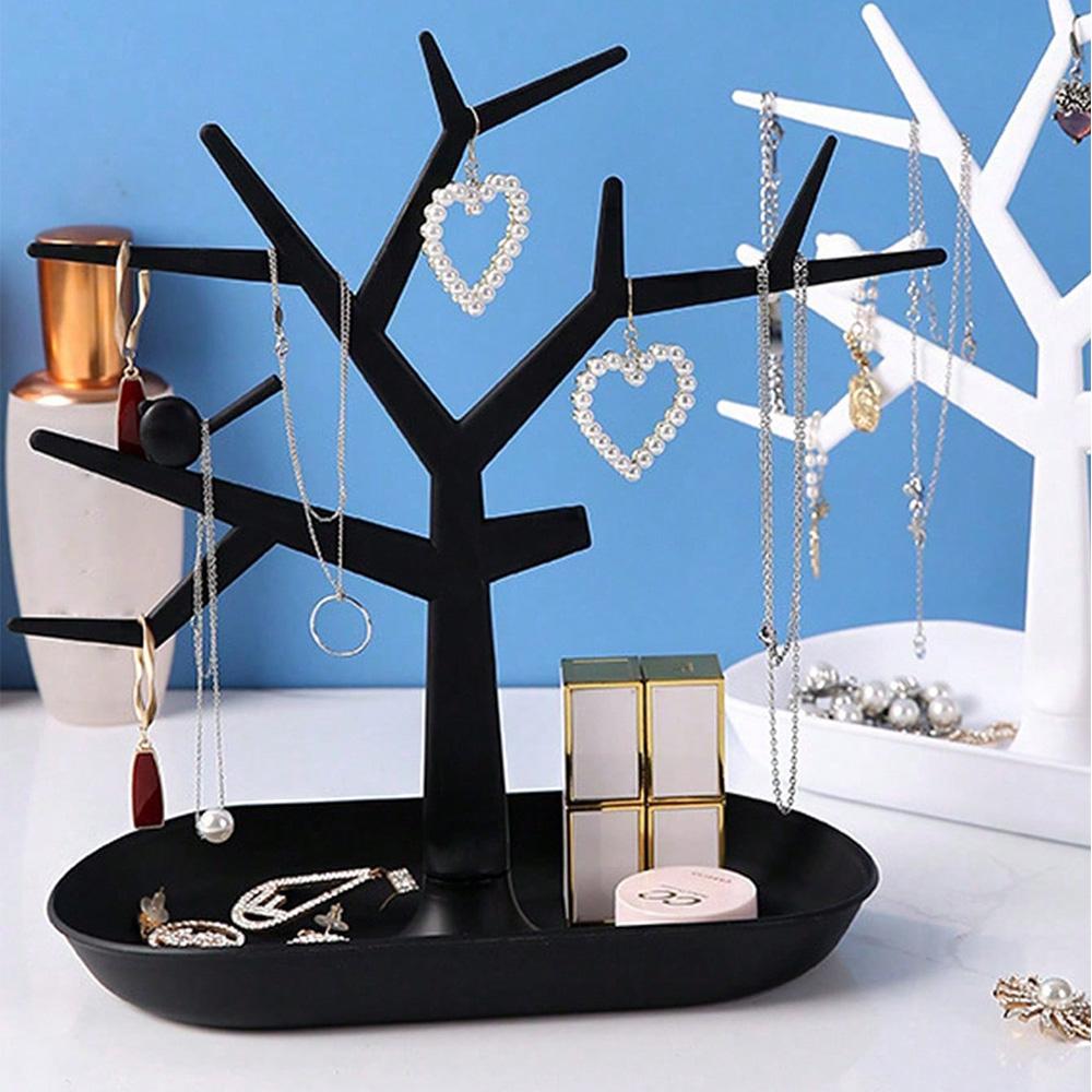 Desktop Jewelry Tree Organizer Multi-Functional Earring Necklace Display Stand Minimalist Branch Jewelry Rack With Storage Tray