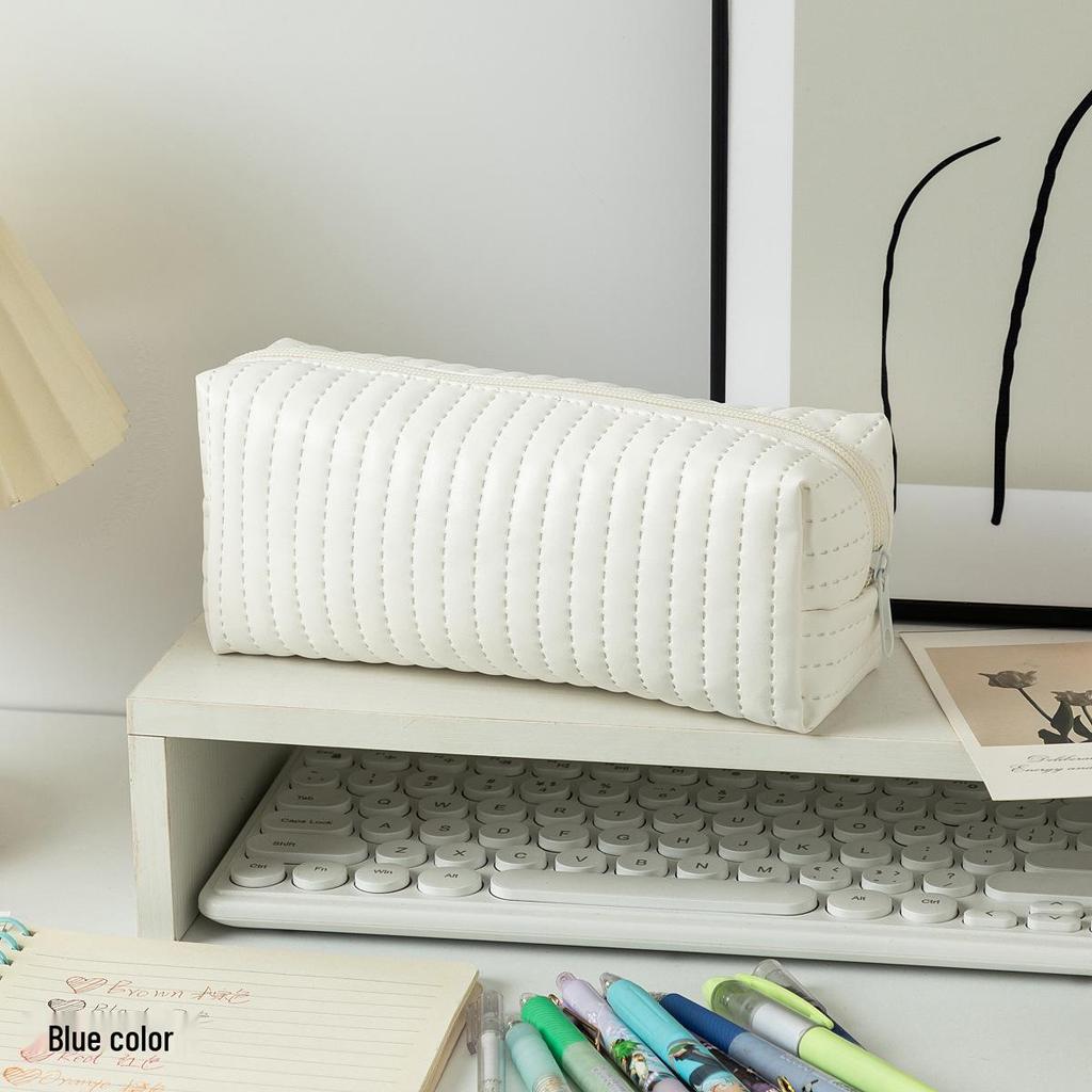 Large Capacity Japanese Style Leather Pencil Case for Female Students - Candy Color