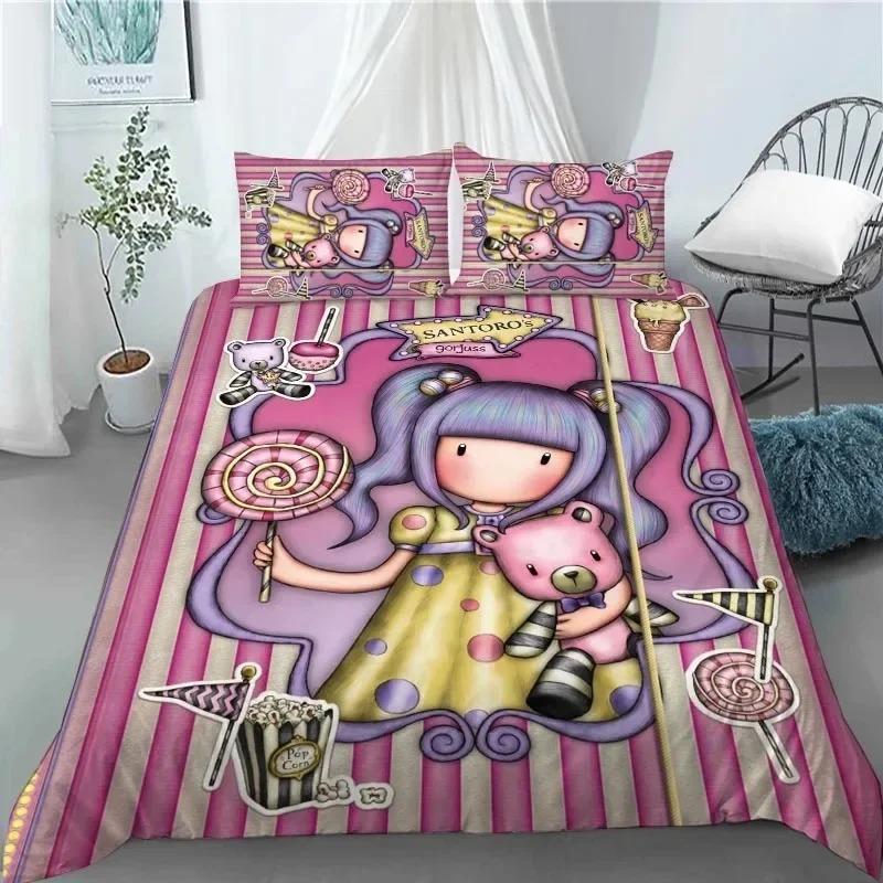Santoro Gorjuss Anime Bella Ragazza Set Biancheria da Letto Camera da Letto Morbido Moderno Copriletto Copripiumino CopertaFedera