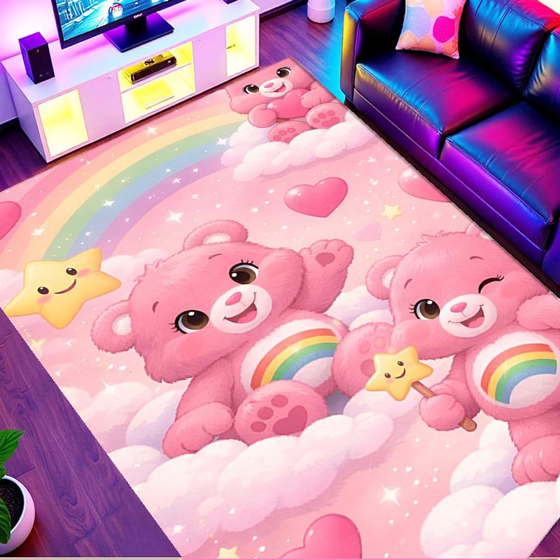 Care Bears Print Rug, Washable Floor Carpet, For Entryway Dorm Laundry Room Office Study, Home Decor Birthday Christmas Gift
