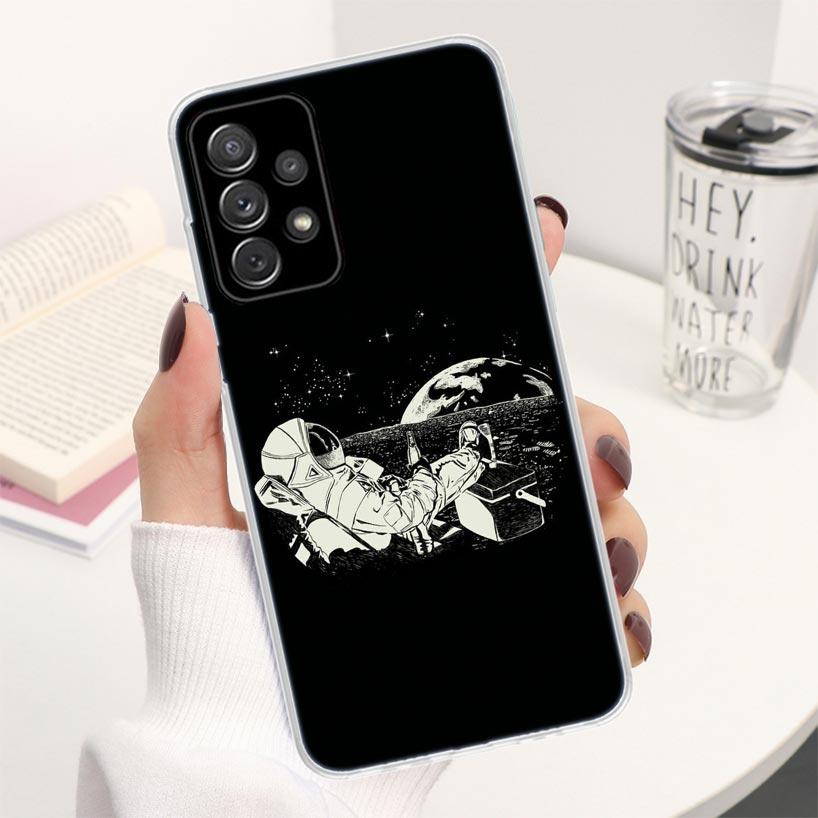 Starry Astronaut Moon Coque Phone Case For Samsung Galaxy A52 A51 A50S A42 A32 A22 A12 A41 A31 A21S A71 A70 A40 A30S A20E A10S A Samsung A31