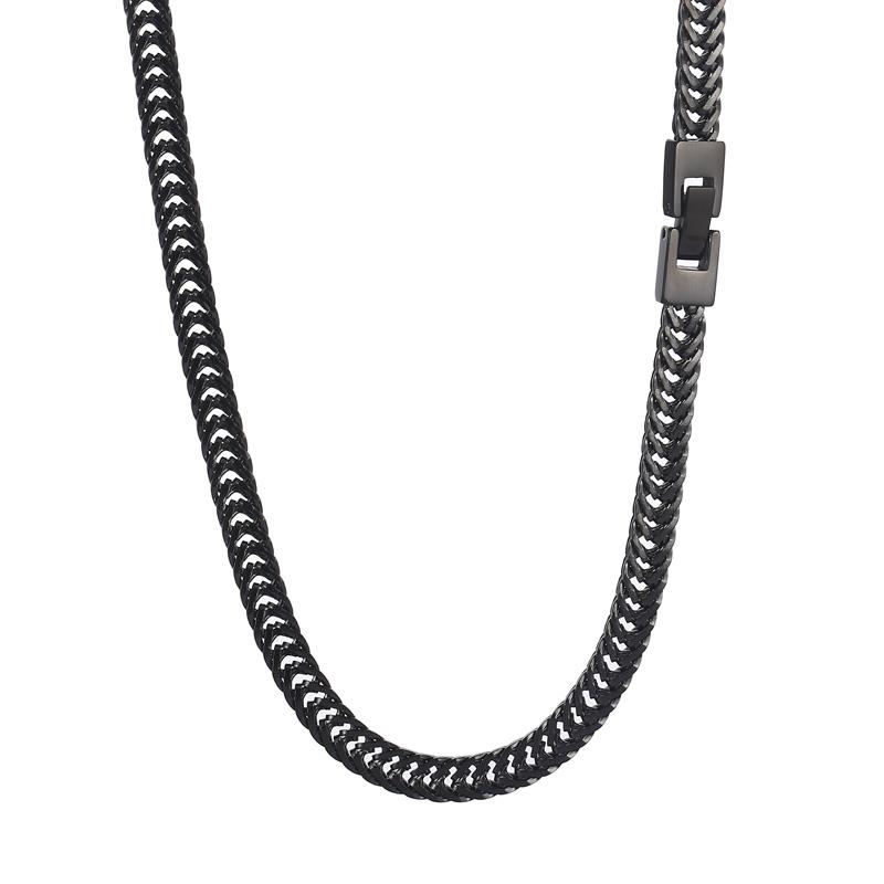 6mm Hip Hop Singular Chain Necklace Men's Stainless Steel Twisted Chain Simple Thick Necklace Gold/Black Color Pop Party Jewelry