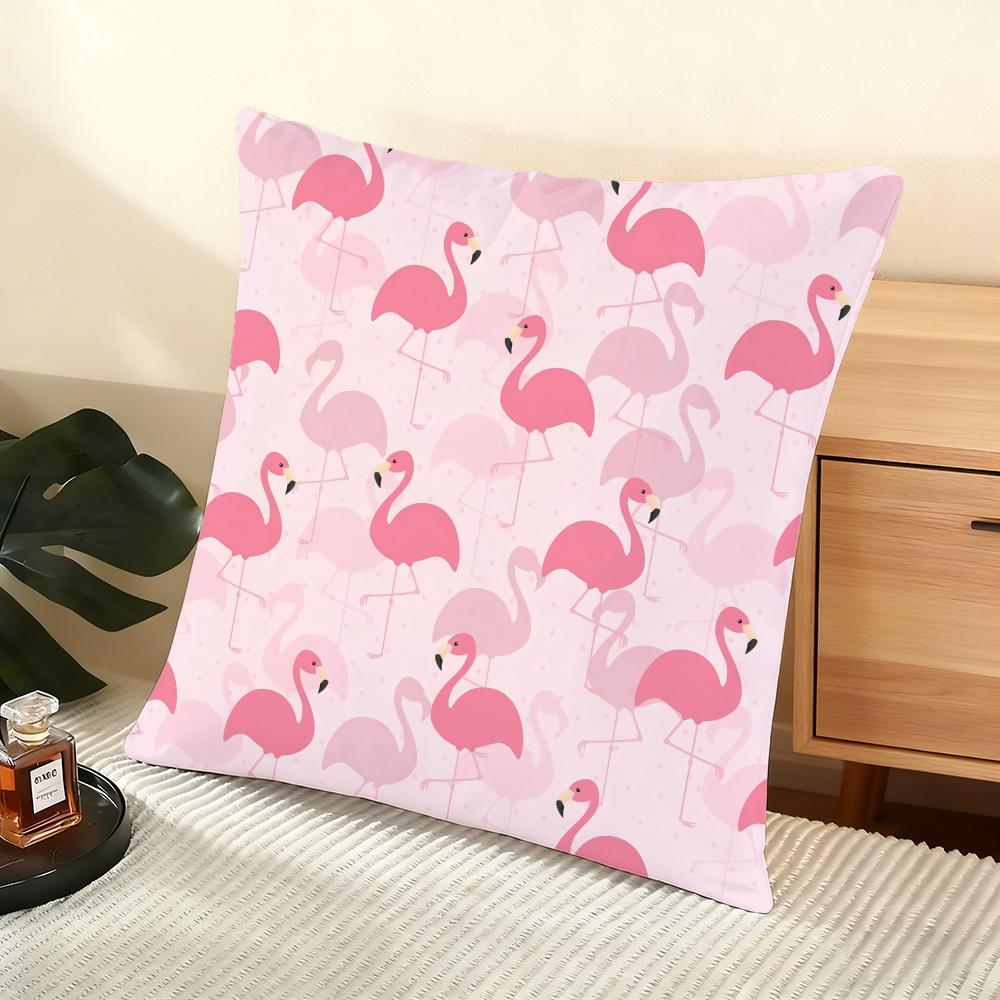Cool Flamingo Cushion Cover Soft Short Plush Pillow Cover Smooth Cozy Texture Aesthetic Cushion Case Home Decor