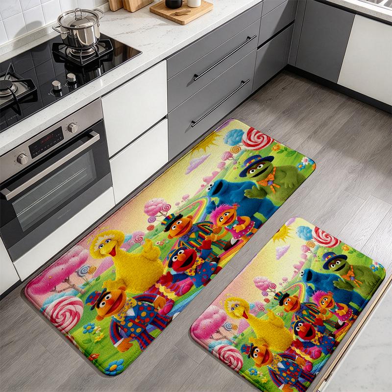 Sesame Street4 Flannel Kitchen Mat Christmas Soft Area Rug Non Slip Floor Carpet Home Decoration