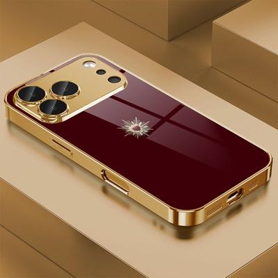 Sacred Heart Badge Pattern Gold Metallic Paint Glass Phone Case For iPhone 17 Pro Max 11 12 13 14 15 16 Plus 17 Air 16E Cover