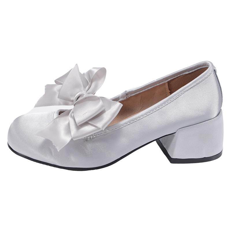 

Fashion Women s Fashion Thick Heel Shoes Spring New Round Head Shallow Mouth Butterfly Knot A Slip-on Wear-resistant Heel Shoes 35
