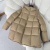 Womens Mid-Length Puffer Coat With Hood 90% White Duck Down Fill Thick Warm Winter Jacket In Black Coffee Khaki
