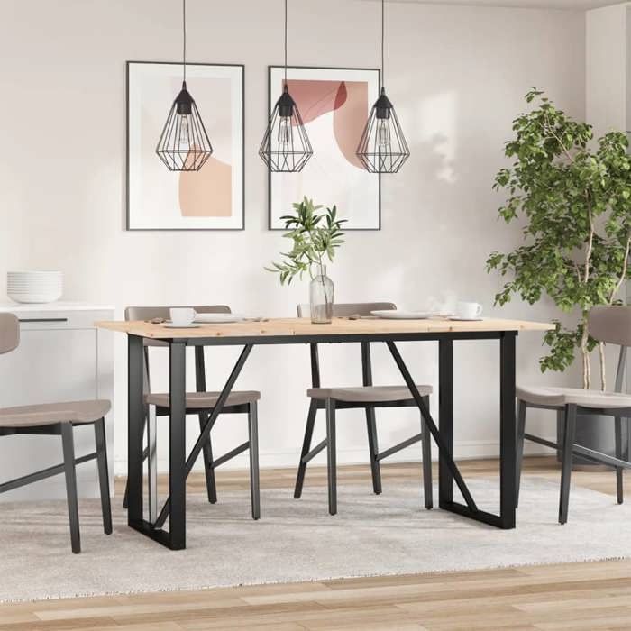 VidaXL Table à Manger Cadre en O, Table à Dîner, Table de Repas Cuisine Restaurant Intérieur, 160x80x75 cm Bois de Pin 3282677