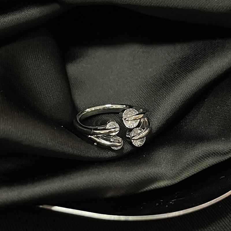 Light Luxury High-End Cold Wind French Full Diamond Zir*****Pen Ring Niche Design Butterfly Ring Woman