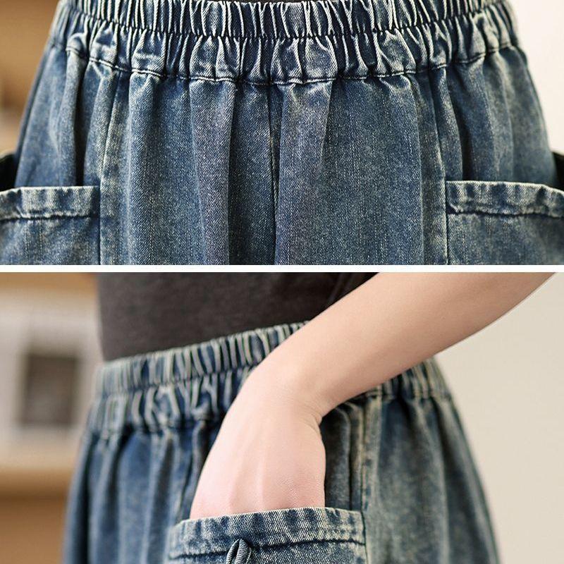 Loose Wide Leg Jeans Pants Female Autumn Casual Streetwear Big Pocket Denim Pants Solid Straight Pants for Women