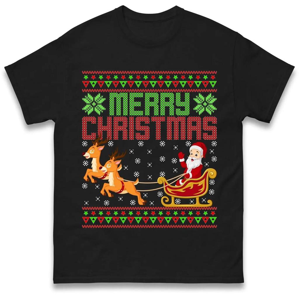 Merry Christmas T Shirt Santa Vintage Snow X Mas Vintage Washed Streetwear Versatile Graphic Stylish Homme Unisex Slightly