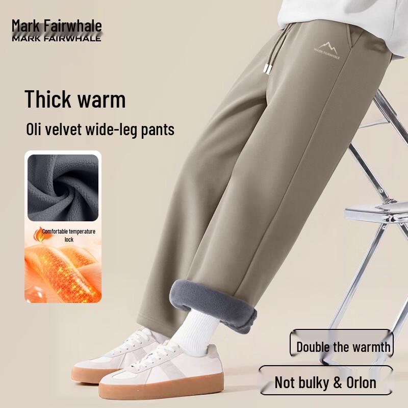

Mark Hua Fei Men s Letter Print Fleece-Lined Straight-Leg Casual Pants 5XL