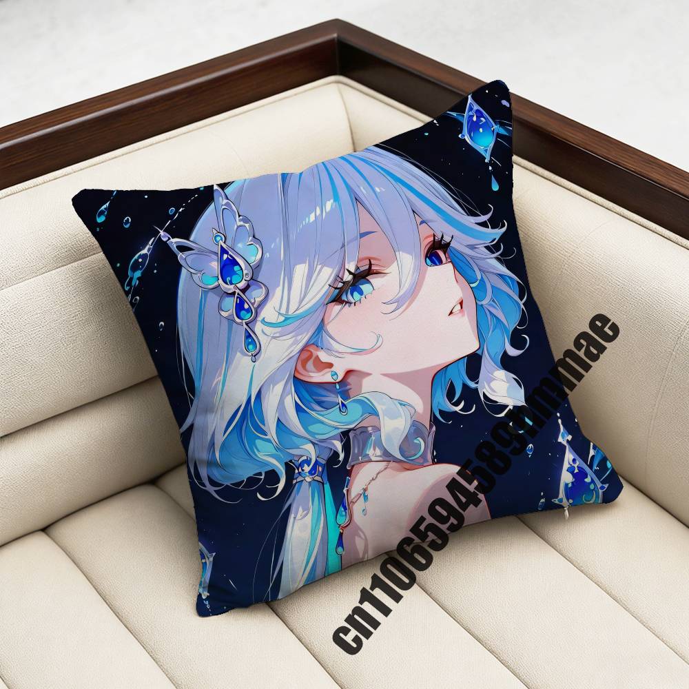 Genshin Impact Furina Throw Pillow Case Sham 45X45Cm 35X35Cm Square Home Pillowcase Cushion Cover