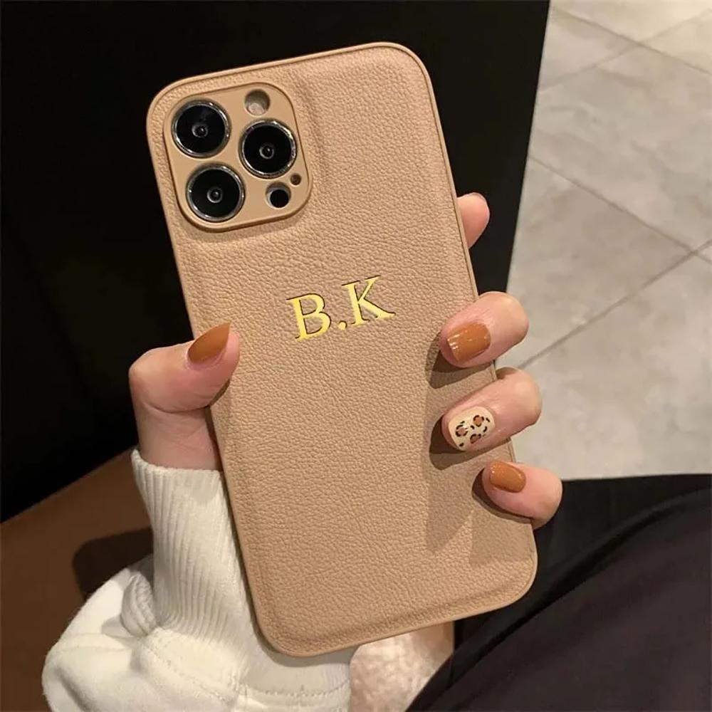 Personalisierte Handyhülle für iPhone 17 16 15 14 13 12 11 Pro Max Plus 17Air Luxuriöses PU-Leder Initialen Name Geschenk Hülle