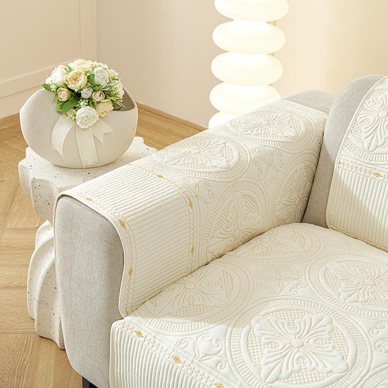 Cream Wind Sofa Cushion, High-End Sense, Universal In All Seasons, Simple And Modern Non-Slip Washed Cotton Fabric Seat Cushion Cover