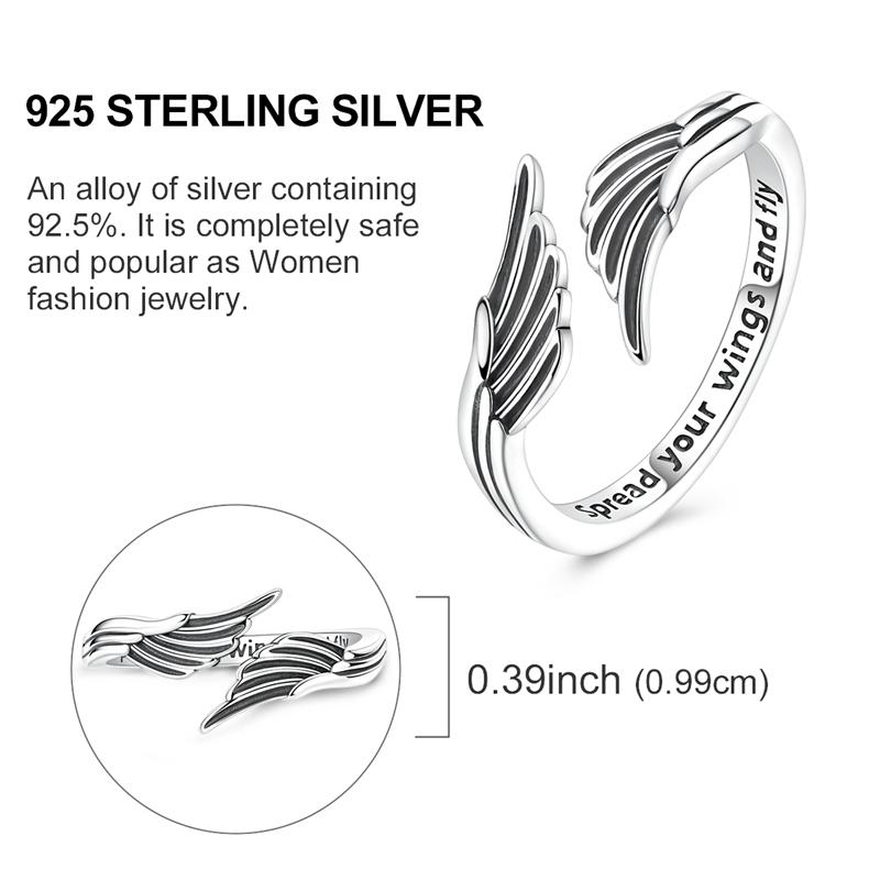 Original 925 Silver Ring Sparking Bear Bow Wing Rose Open Rings for Women Girls Jewelry Birthday Anniversary Engagement Gifts