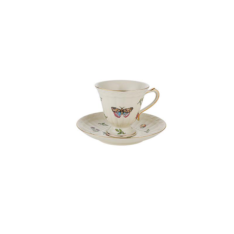 Retro Dragonfly & Butterfly Ceramic Tableware Set: Salad Plates, Bowls, and Deep Plates for Western and Asian Cuisine.