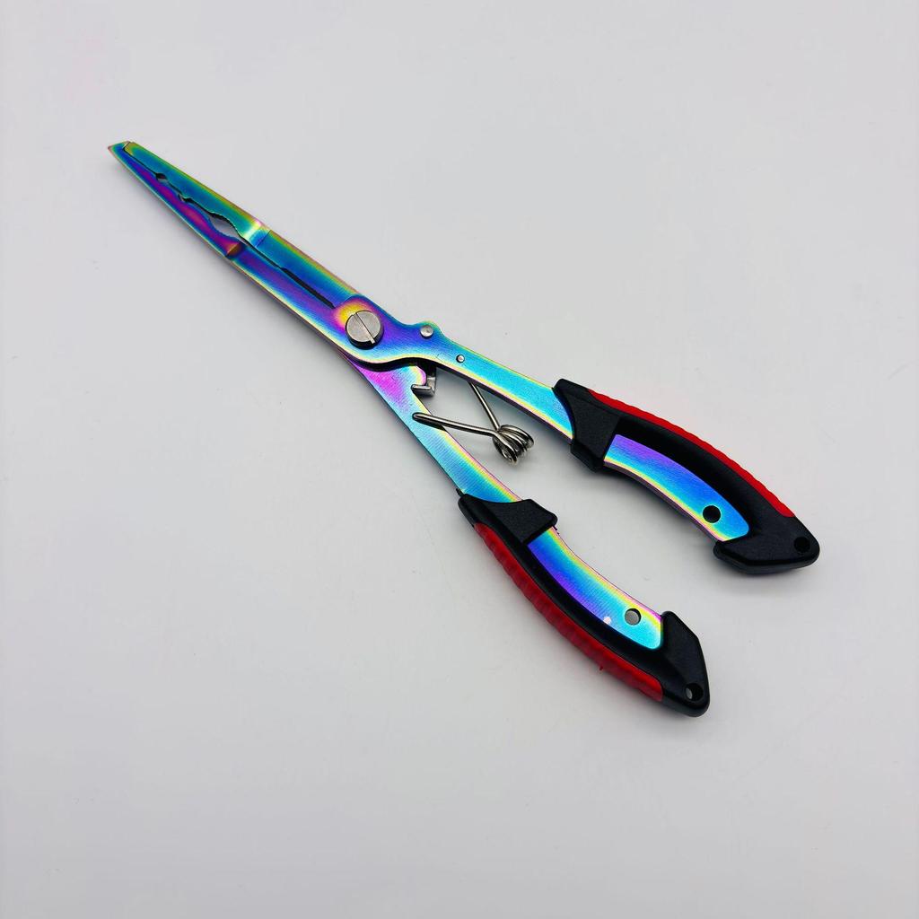 Titanium Dual-Color Multi-Functional Lure Pliers with Eagle Beak Design and Line Cutter