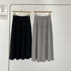Korean Fashion High-Waisted Slimming Pleated Knit Skirt with Bow Detail