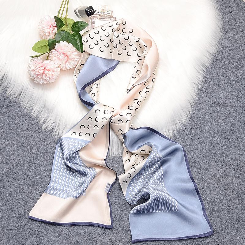 Silk streamer spring double-sided super fire blue moon plain Zou satin mulberry silk long silk scarf, thin scarf 145*15cm