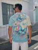 Men'S Short Sleeve Polo Shirt, Flat Digital Print Pattern – No Texture – Dreamy Blue Butterfly Dancing in Flowers Print, Fashionable And Easy Short