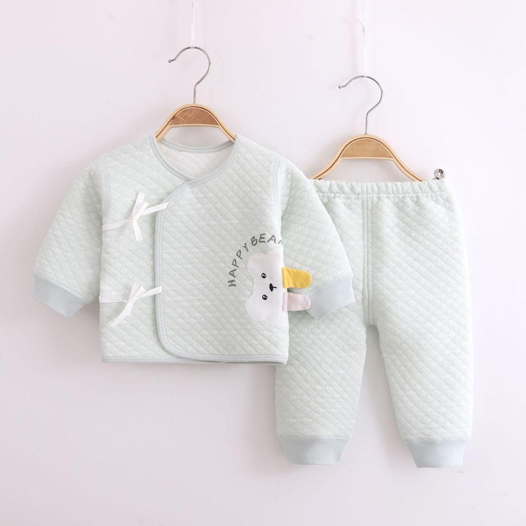 Three-Layer Warm Baby Pajama Set: 0-3 Month A-Class Cotton Monk Suit (Two-Piece)