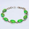 Natural Copper Turquoise Gemstone 925 Sterling Silver TwoTone Bracelet 7-8" y8t07