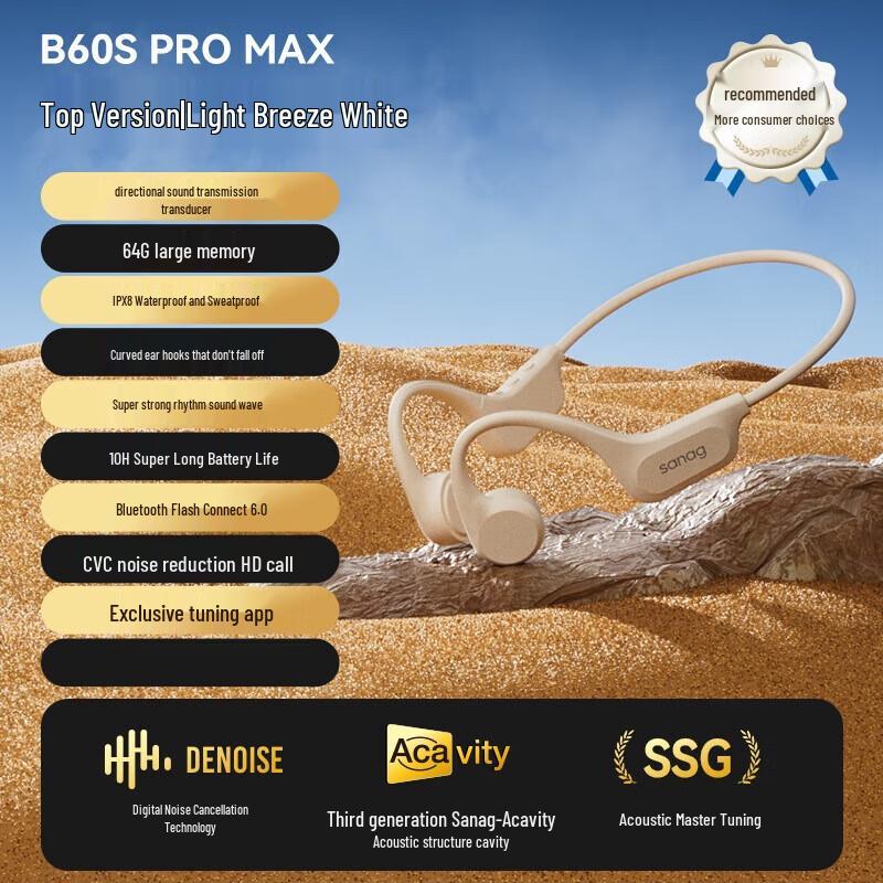 

SANAG B60 ProMax Bone Conduction Swimming & Sports Headphones