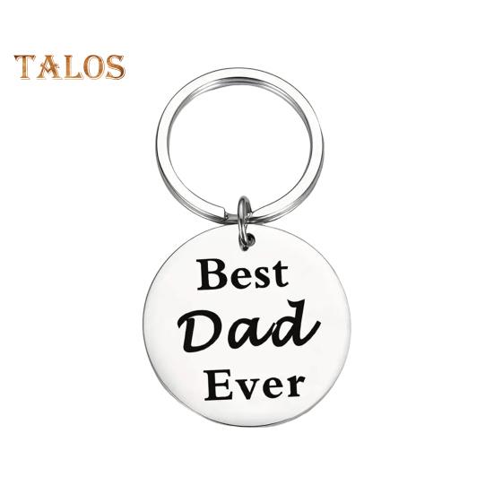 

Брелок из нержавеющей стали «Папа от сына», лучший папа на свете, брелок в подарок, двухсторонний брелок с буквенным принтом, сердечный подарок на День Святого Валентина 25mm