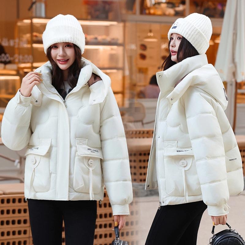 Damen Kurze Kapuzenjacke Winddicht Dick Warm Winterjacke