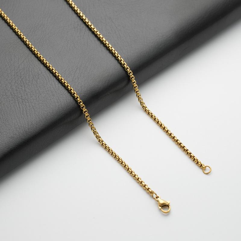 Custom 18K Gold Stainless Steel Square Pearl Chain Necklace (Without Pendant)