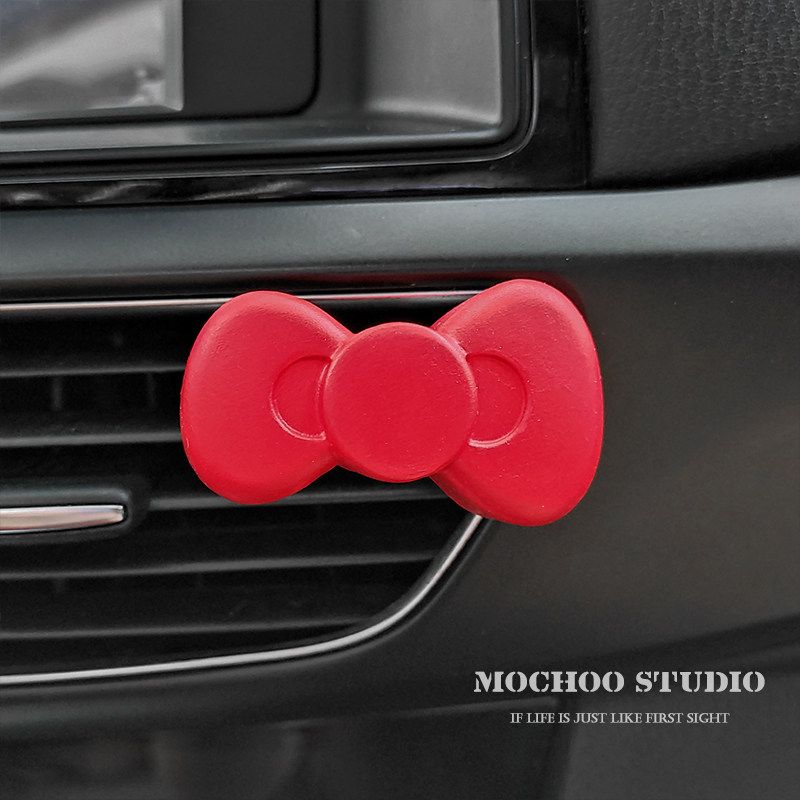 Yorkshire Cute Puppy Car Aromatherapy Car Perfume Air Conditioning Air Outlet Car Interior Ornaments Fragrant Stone Gift Single Red Bow (Free Essential Oil)