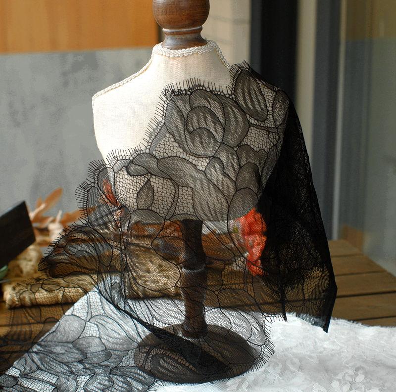 

3 м в длину и 23 см в ширину, прозрачные тонкие ресницы, кружево, кружевная ткань «сделай сам», сетчатая кружевная ткань