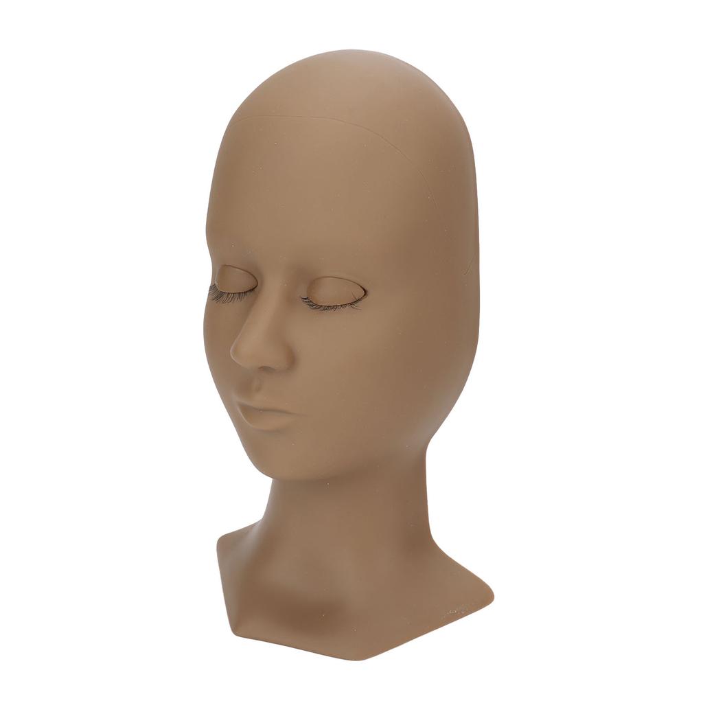 Eyelash Extensions Training Mannequin Head Soft Silicone Removable Eyelids Lifelike Practice Head Coffee(11.02 X 6.1 X