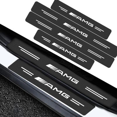 4 Stück Kohlefaser Auto Türschweller Schutz 3D Aufkleber Autozubehör Für Mercedes Benz AMG W205 W204 W203 W211 W212 W213 W201 W210 W124