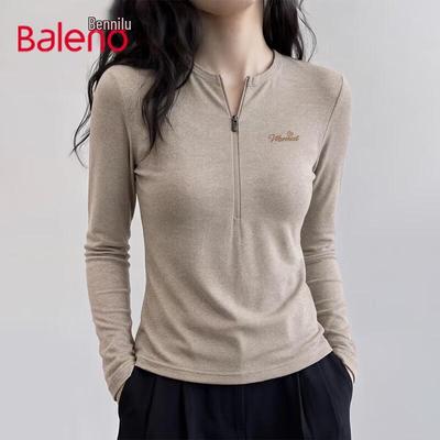 Baleno Women's Slim-Fit Half-Zip Long Sleeve Top