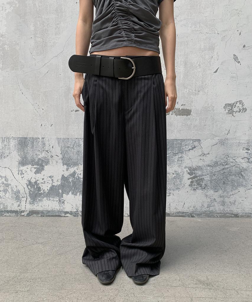 Mosan Stripe Wide Pants (Black)