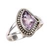 Natural Pink Amethyst Gemstone Handmade 925 Solid Silver Jewelry Ring S.8 m2L96