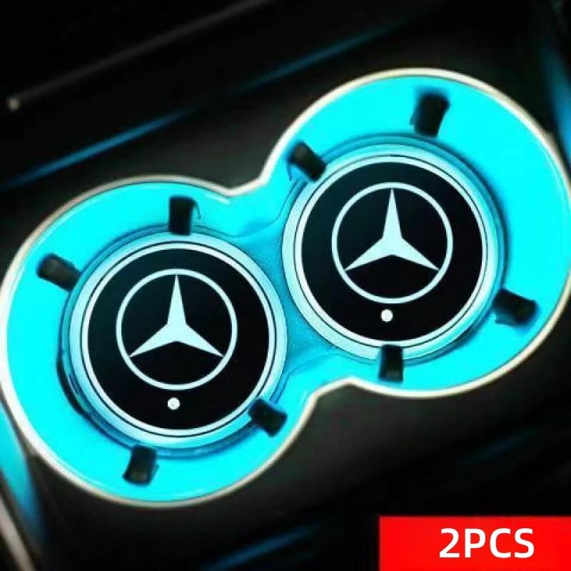 

2025 Hot Car Sticker 7 Color LED Car Cup Holder Light Luminous Coaster Water Cup Pad Accessories For Mercedes Benz B/C/E/S Clase